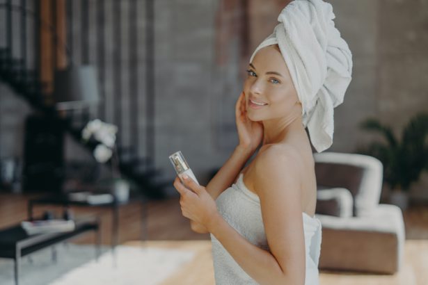 pretty European woman with healthy glowing skin, minimal makeup