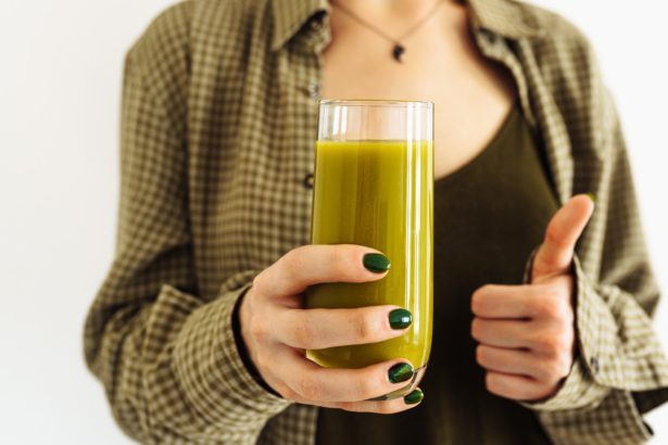 Refreshing smoothie green vegetables, fruits, berries, for breakfast. Healthy food, detoxification